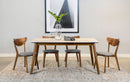 Everett Faux Marble Top Dining Table Natural Walnut and Grey image