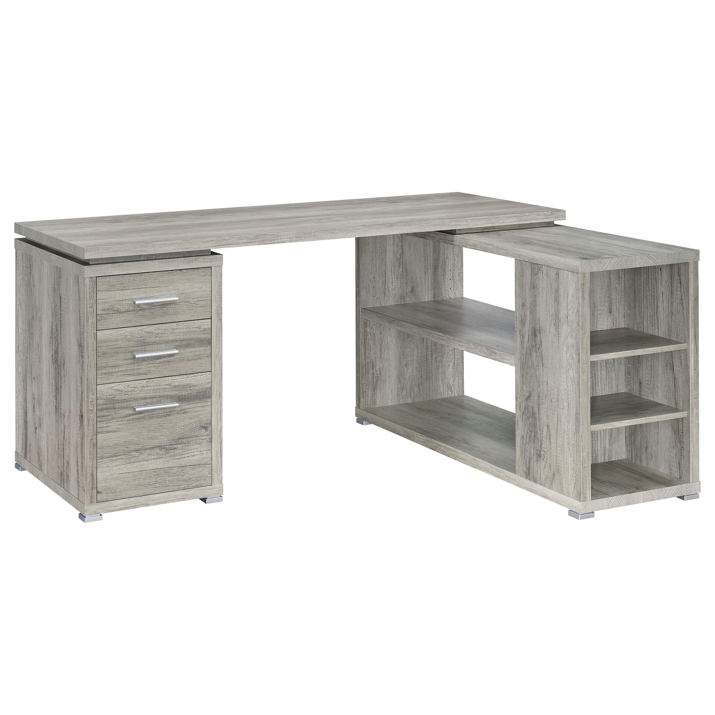 Yvette Lshape Office Desk Grey Driftwood by Coaster Z2 Premium