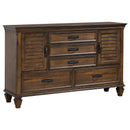 Franco 5-drawer Dresser with 2 Louvered Doors Burnished Oak image