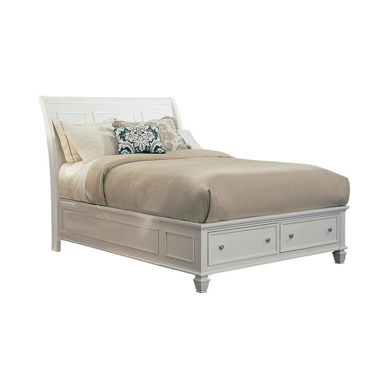 Sandy Beach Queen Storage Sleigh Bed Cream White image