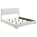 Felicity Eastern King Panel Bed with LED Lighting Glossy White