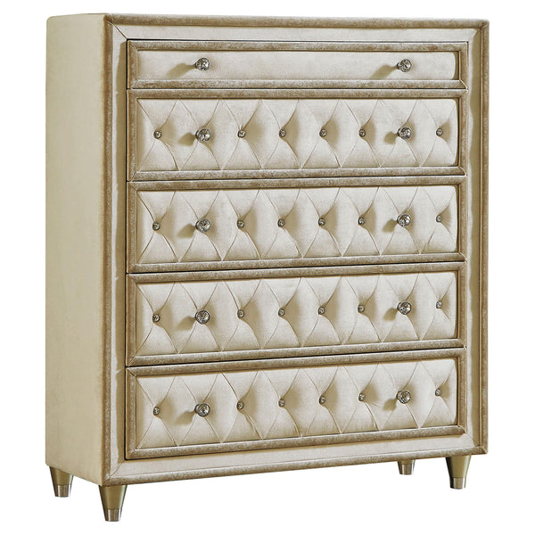 Antonella 5 Drawer Upholstered Chest Ivory Camel Antonella 5 Drawer Upholstered Chest Ivory Camel