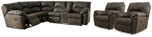 Tambo 2-Piece Reclining Sectional and 2 Recliners