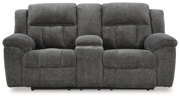Frohn Reclining Loveseat with Console (Color: Graphite)