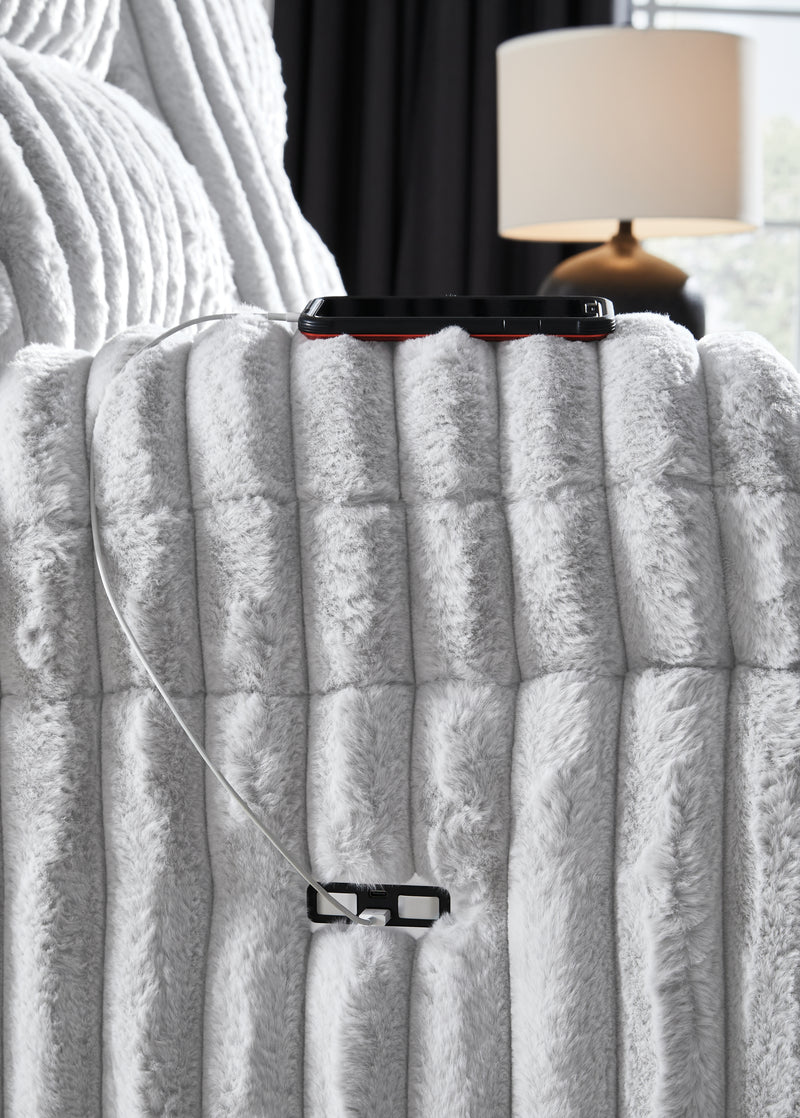 Rhines Falls Power Reclining Loveseat with Console (Color: Alloy)