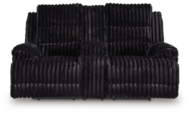 Rhines Falls Power Reclining Loveseat with Console (Color: Onyx)