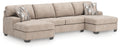 Newellen 3-Piece Sleeper Sectional with Double Chaise (Color: Hemp)