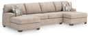 Newellen 3-Piece Sleeper Sectional with Double Chaise (Color: Hemp)