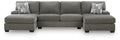 Newellen 3-Piece Sleeper Sectional with Double Chaise (Color: Greystone)