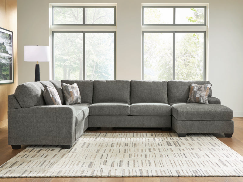 Newellen 3-Piece Sectional with Chaise (Color: Greystone)