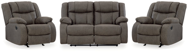 First Base Reclining Loveseat and 2 Recliners