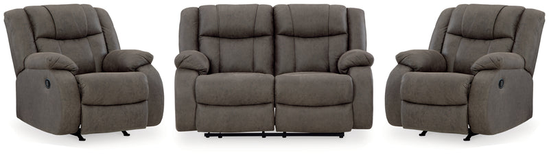 First Base Reclining Loveseat and 2 Recliners