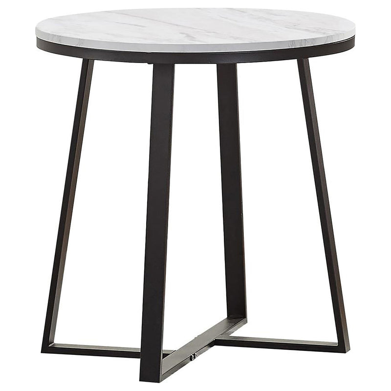 Hugo Metal Base Round End Table White and Matte Black image