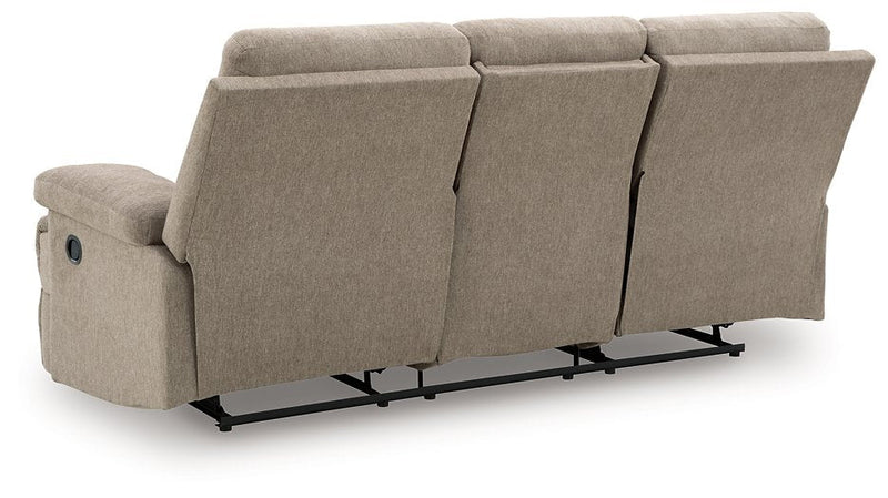 Side-Swipe Reclining Sofa with Drop Down Table (Color: Mocha)
