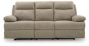 Side-Swipe Reclining Sofa with Drop Down Table (Color: Mocha)