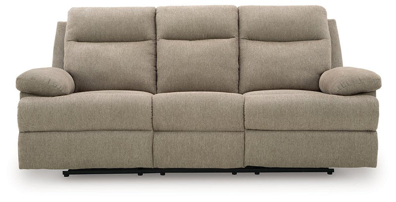Side-Swipe Reclining Sofa with Drop Down Table (Color: Mocha)