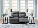Side-Swipe Reclining Loveseat (Color: Charcoal)