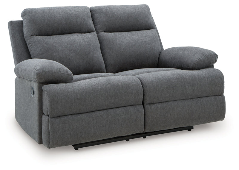 Side-Swipe Reclining Loveseat (Color: Charcoal)