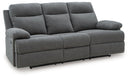 Side-Swipe Reclining Sofa with Drop Down Table