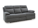 Side-Swipe Reclining Sofa with Drop Down Table