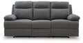 Side-Swipe Reclining Sofa with Drop Down Table