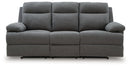 Side-Swipe Reclining Sofa with Drop Down Table