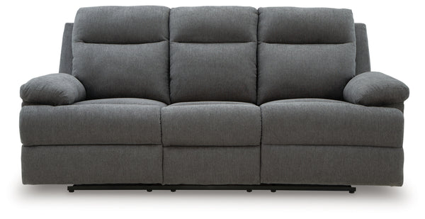 Side-Swipe Reclining Sofa with Drop Down Table