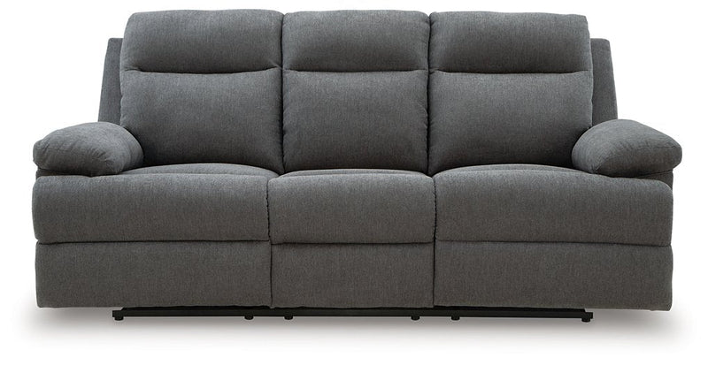 Side-Swipe Reclining Sofa with Drop Down Table