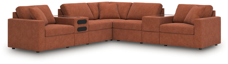 Modmax 7-Piece Balanced Sectional with Audio and Storage Consoles (Color: Spice)
