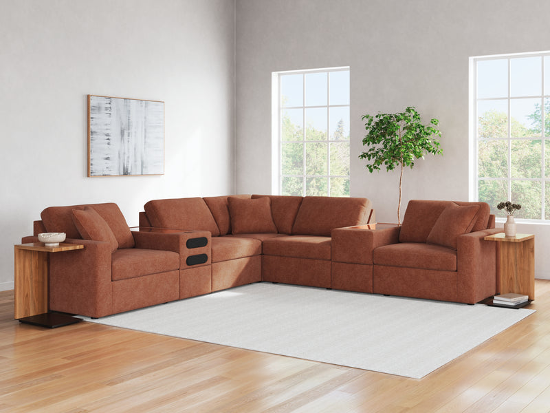 Modmax 7-Piece Balanced Sectional with Audio and Storage Consoles (Color: Spice)
