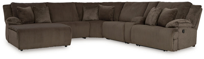Top Tier 6-Piece Reclining Sectional with Chaise (Color: Chocolate)