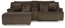 Top Tier 3-Piece Reclining Sectional Sofa with Chaise (Color: Chocolate)