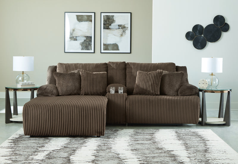 Top Tier 3-Piece Reclining Sectional Sofa with Chaise (Color: Chocolate)