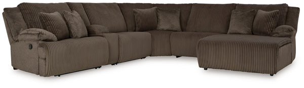 Top Tier 6-Piece Reclining Sectional with Chaise (Color: Chocolate)