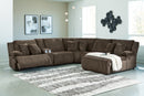 Top Tier 6-Piece Reclining Sectional with Chaise (Color: Chocolate)