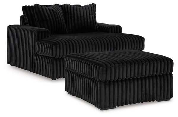 Midnight-Madness Oversized Chaise and Oversized Accent Ottoman