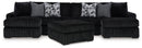 Midnight-Madness 3-Piece Sectional with Double Chaise and Ottoman