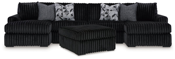 Midnight-Madness 3-Piece Sectional with Double Chaise and Ottoman
