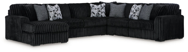 Midnight-Madness 4-Piece Sectional with Chaise (Color: Onyx)