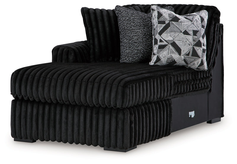 Midnight-Madness 3-Piece Sectional with Double Chaise and Ottoman