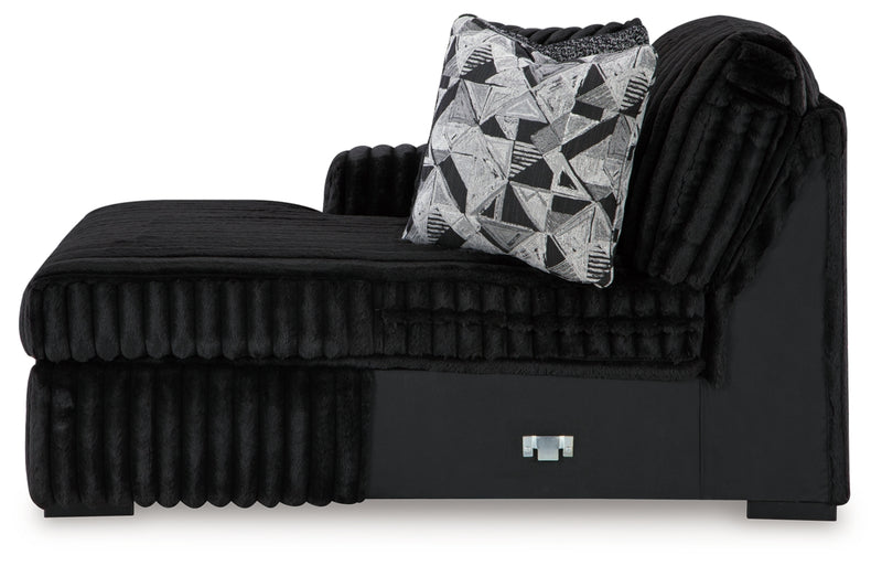 Midnight-Madness 3-Piece Sectional with Double Chaise and Ottoman