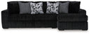 Midnight-Madness 2-Piece Sectional Sofa with Chaise (Color: Onyx)