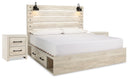 Cambeck King Panel Bed with Storage and 2 Nightstands
