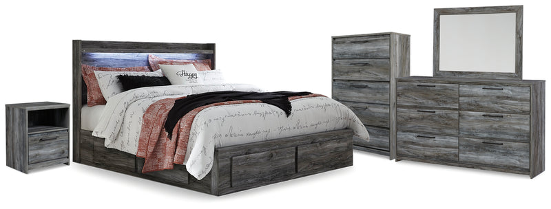 Baystorm King Storage Bed, Dresser, Mirror, Chest and Nightstand
