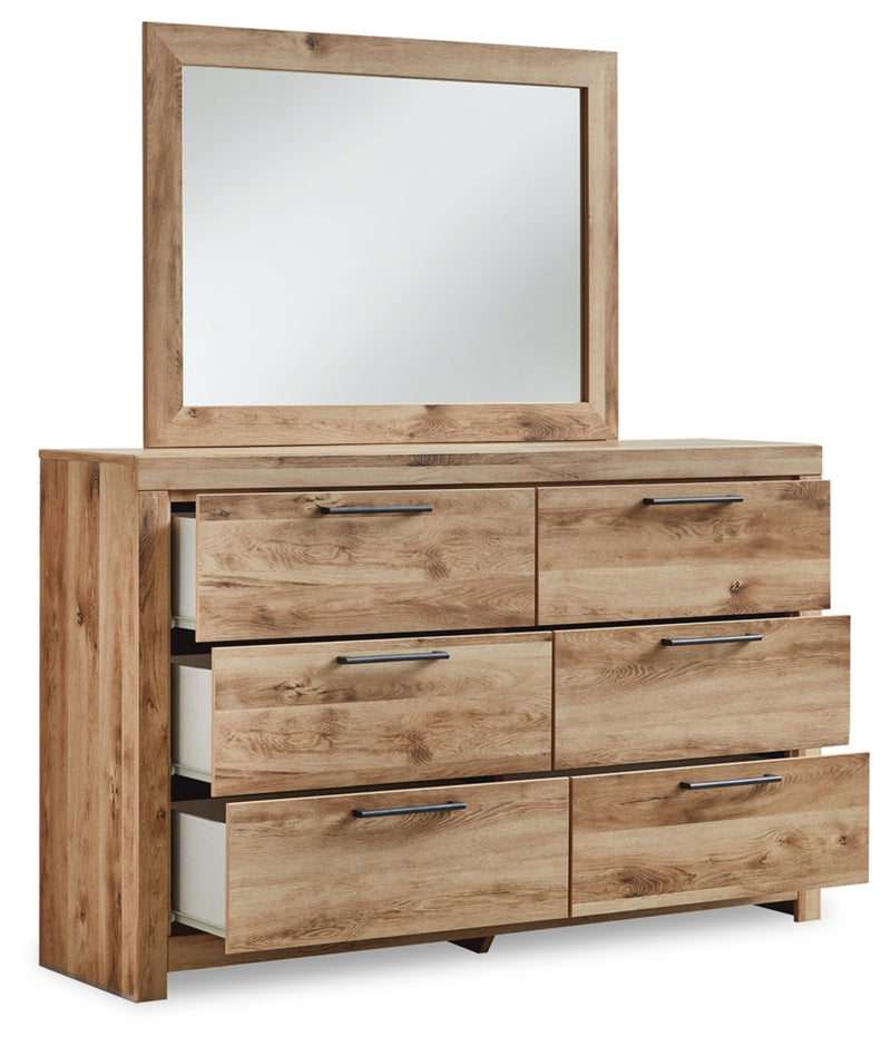 Hyanna Twin Panel Bed with 2 Side Storage, Dresser and Mirror
