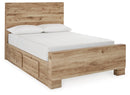 Hyanna Full Panel Bed with 2 Side Storage, Dresser and Mirror