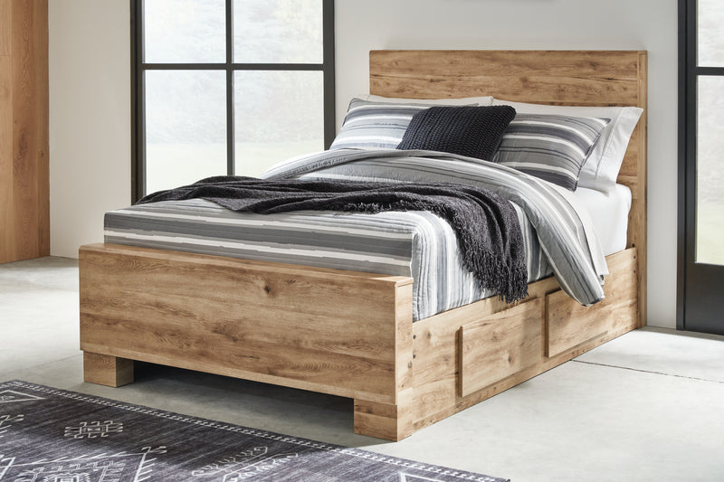 Hyanna Full Panel Bed with 2 Side Storage, Dresser and Mirror