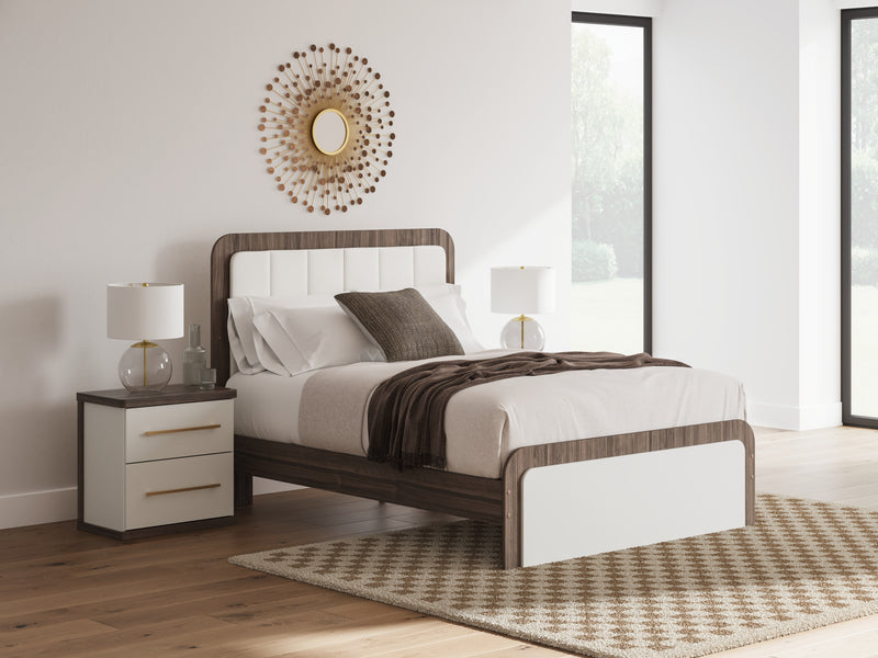Kendanport Queen Upholstered Bed, Dresser and Nightstand