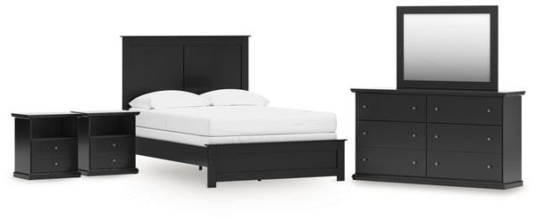 Maribel Full Panel Bed with Dresser, Mirror and 2 Nightstands