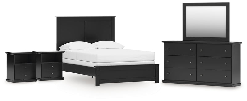 Maribel Full Panel Bed with Dresser, Mirror and 2 Nightstands